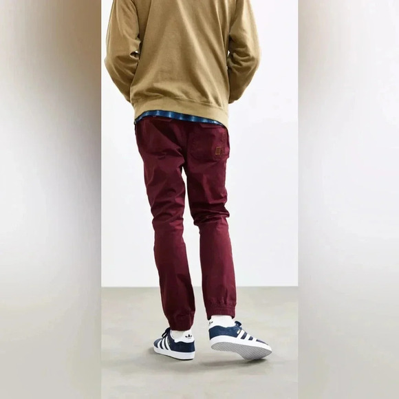 Urban outfitters Without Walls Calvary Twill Trail Jogger Burgundy Pant X-Large - Picture 2 of 9
